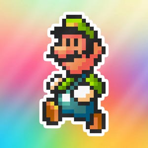 Pixel Luigi Sticker, Super Mario Bros Pixel Art || 40x65mm