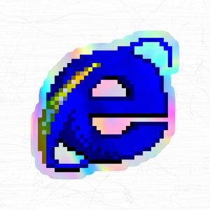 ホログラフィック Y2K Internet Explorer ステッカー、レトロ Windows 98 || 48 x 48 mm