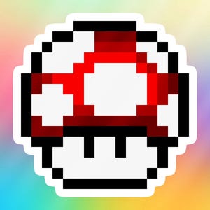 Pixel Pilz Sticker, Super Mario Bros SNES Pixel Art || 54x54mm