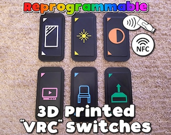 VRChat Wall Switches/Toggles - Reprogrammable NFC included - Use as decoration or control smart home devices!