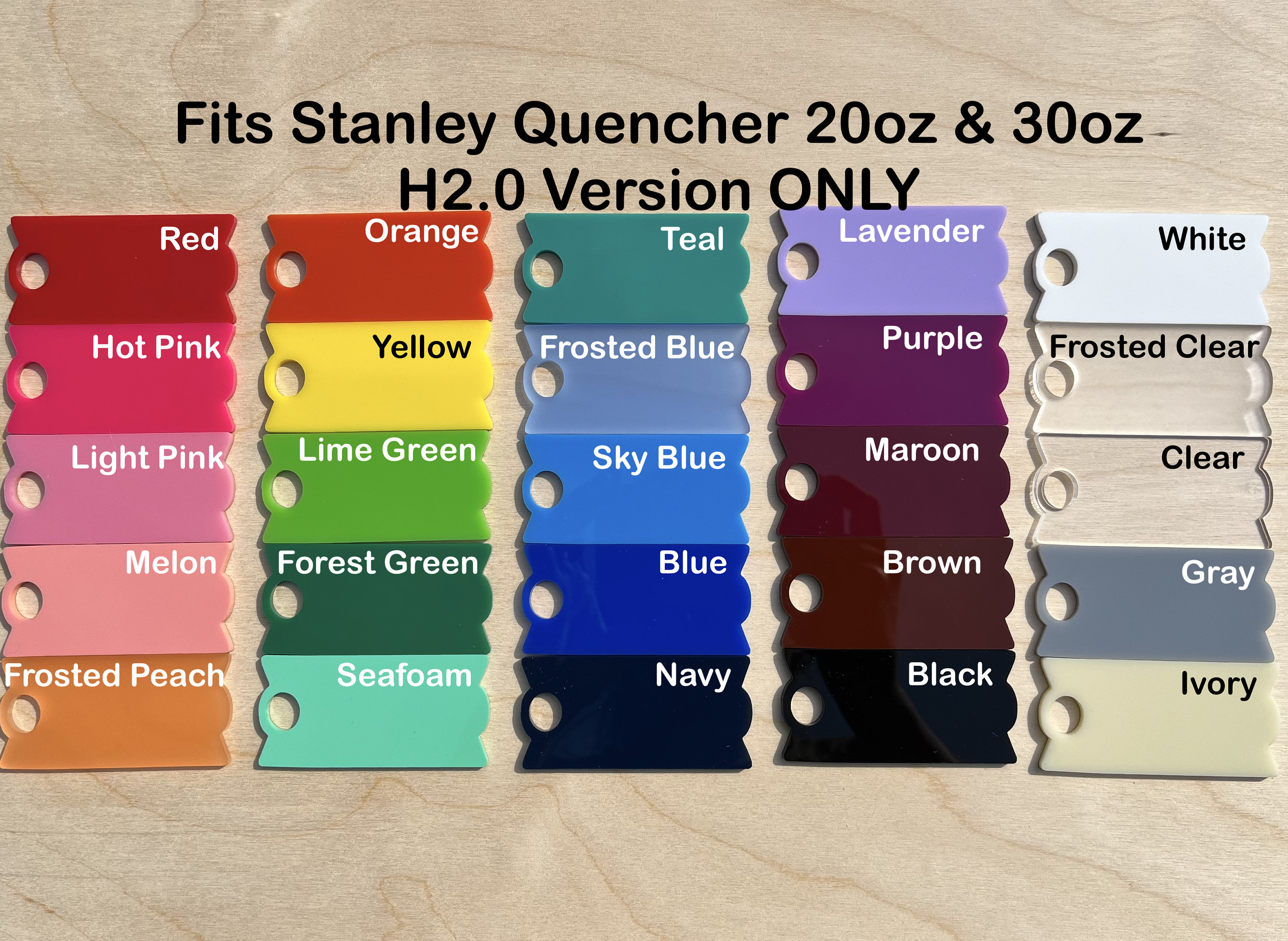 Acrylic Blank, Stanley 30oz & 40oz Quencher H2.0 Tumbler Name Tag, 3 Color  Options, Add Your Own Name With Vinyl or Sublimation, Cricut 