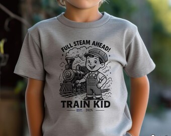 Personalisiertes Dampflok Shirt Kinder • Train Kid Shirt • Lokführer Shirt für kleine Eisenbahn Fans • Retro Railway Kinder T-Shirt