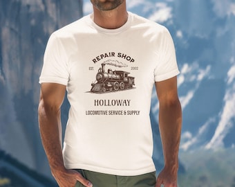 Vintage Dampflok T Shirt mit Retro Eisenbahn - personalisiert - Geschenk für Train Lovers, Lokführer und Eisenbahn Fans im Railway Style