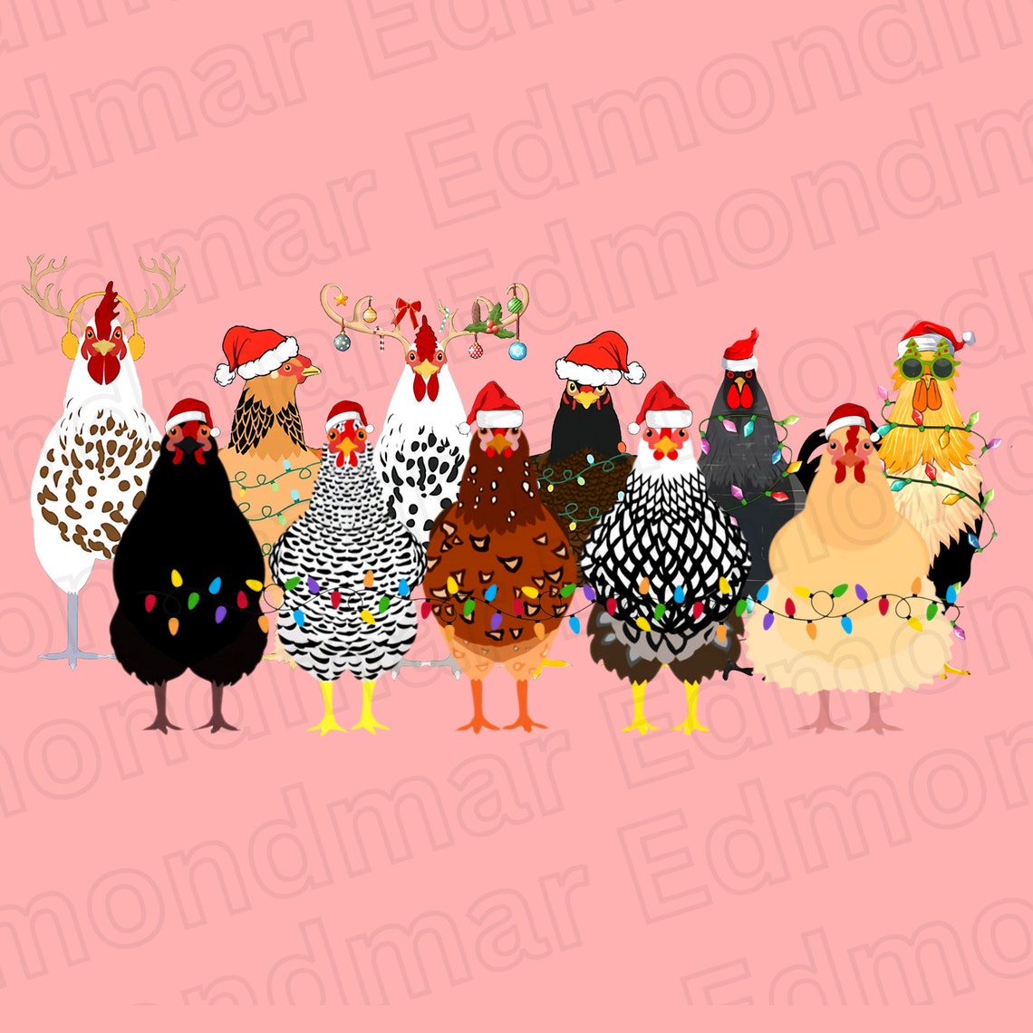 Chicken Christmas Lights PNG Funny Chicken Lover Xmas PNG Etsy Canada