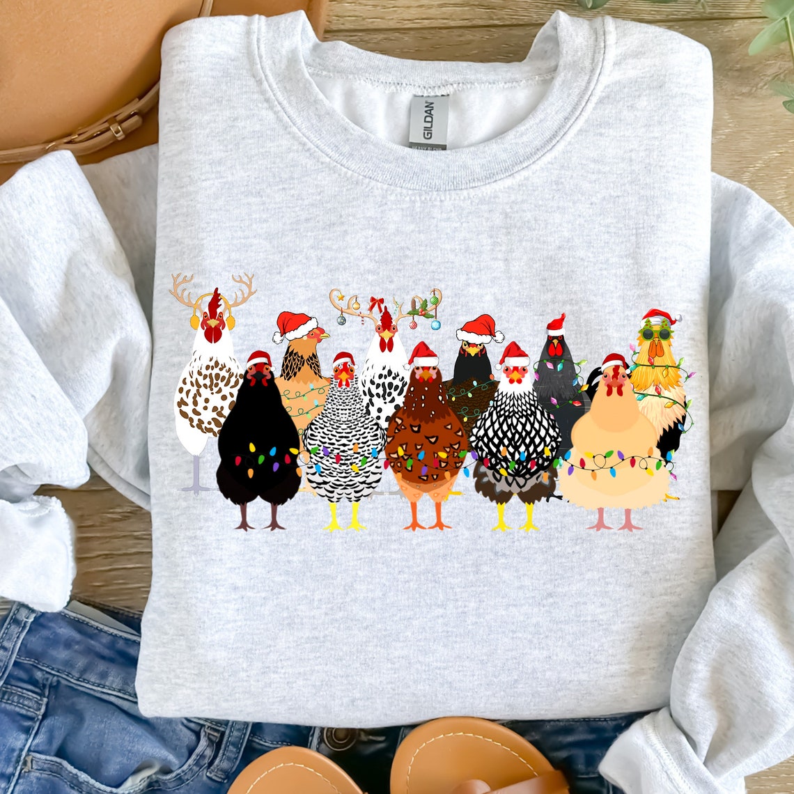 Chicken Christmas Lights PNG Funny Chicken Lover Xmas PNG Etsy Canada