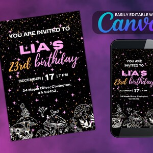 Magical birthday party celebration invitation card template