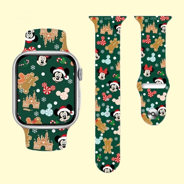 Disney inspired Christmas gingerbread design Apple Watch strap, watch strap accessory, 38 40 41mm, 42 44 45mm