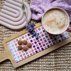 42 PATTERN | Mosaic Snack Board - Decorative Serving Tray, Handmade Mosaic Platter, Appetizer Serving Board, Unique Snack Tray