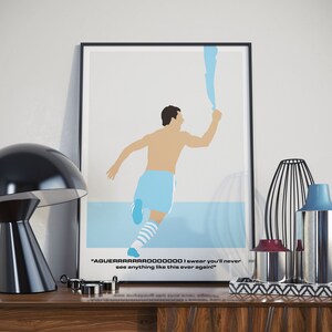 Sergio Aguero Commentary Man City Football Print