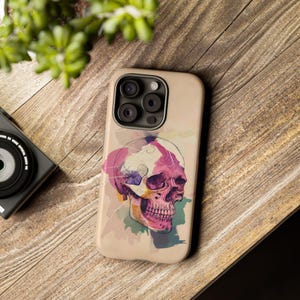 Artistic Skull Phone Case - Tough Cases, Unique Phone Cover, Edgy Accessories, Gift for Artists, Skull Design