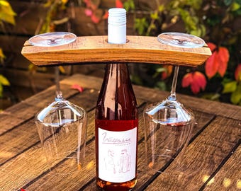 Weinbutler und Weinflaschenhalter aus Holz Weinglashalter aus Rotweinfass Geschenkidee Weinliebhaber Dekoration Weihnachtsgeschenk Wein Deko