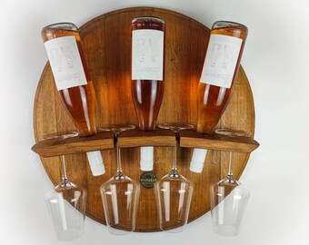 Weinregal und Gläserhalter Holz Weinflaschenhalter aus Rotweinfass Geschenkidee Weinliebhaber Wandregal Weihnachtsgeschenk Weinhalter