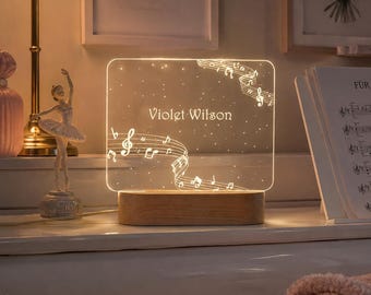 Lampada notturna a LED personalizzata per musicisti, regalo per amanti della musica, regali personalizzati per pianisti, lampada di compleanno per musicisti