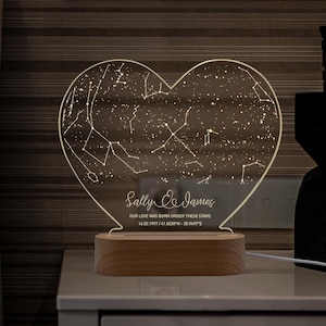 Veilleuse carte des étoiles personnalisée pour couples, veilleuse carte des étoiles, cadeaux carte du ciel personnalisés, cadeaux constellation, cadeaux de mariage pour couples, carte du ciel