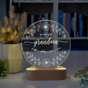 Personalized Night Light for Grandma, Custom Grandma Gifts, Grandma Mother&#39;s Day Gift, Christmas Gift for Grandma, Best Grandma Gift