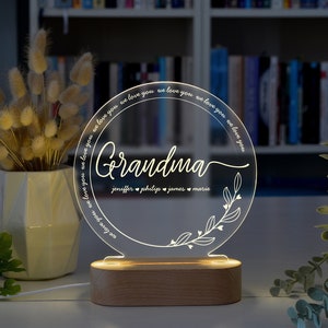 Personalized Grandma Gift for Mother&#39;s Day, Custom Grandma Night Light, Custom Grandma Gifts, Best Grandma Gifts, Custom Grandma Lamp