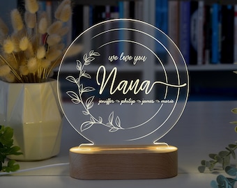 Gepersonaliseerde Nana led-nachtlampje: gepersonaliseerd Nana-verjaardagscadeau