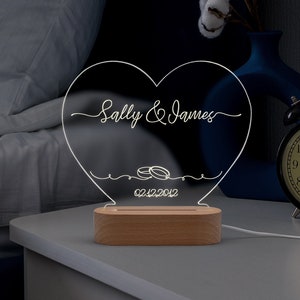Personalized Couple Night Light, Valentines Day Gifts, Custom Anniversary Gifts, Night Light for Couples, Couple Wedding Gifts, Unique Gift