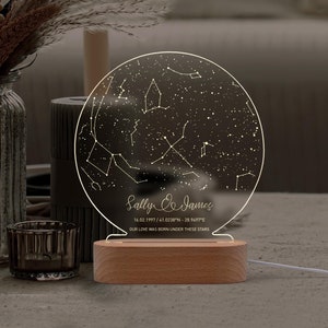 Regalos de luz nocturna con mapa estelar personalizado, regalo de mapa estelar personalizado, regalos de boda personalizados para pareja, mapa estelar personalizado, mapa de constelaciones