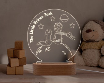 Personalized Little Prince Night Light, Custom Baby Nursery Decor, Kid Room Lamp