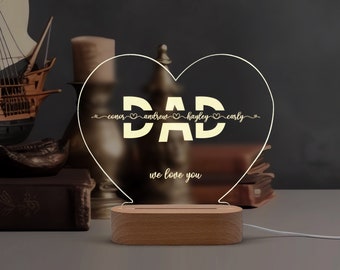 Luce notturna personalizzata per papà, regalo personalizzato per la festa del papà, regali di compleanno per papà