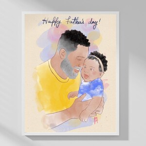 Personalisiertes Portrait für Vatertagsgeschenk | handgezeichnete digitale Zeichnung vom Foto | Personalisierte Papa und Baby Illustration | Einzigartiges Familien Geschenk