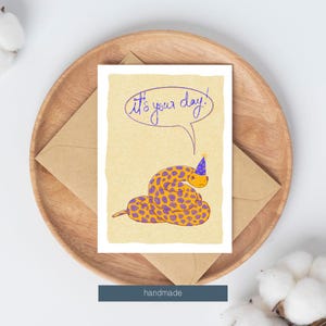 Lot de 10 cartes de voeux Serpent | Carte d'anniversaire amusante pour un ami | Blanc à l'intérieur | Cadeau de fête des pères pour papa | carte de voeux faite main