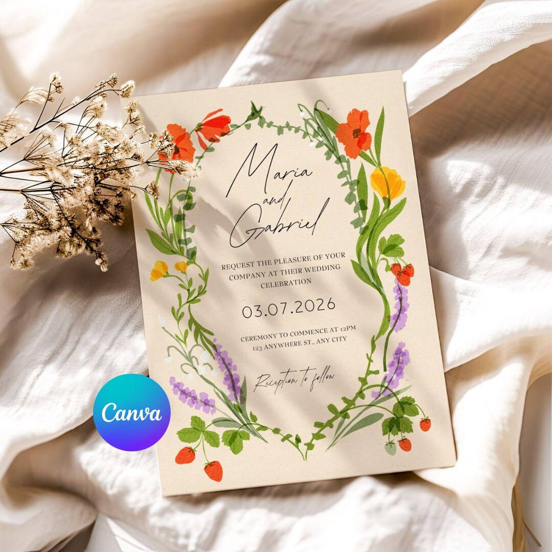 Whimsy Prom Invite Whimsical Wedding Invitation Template, Rustic Digital Hand-drawn Invite ...