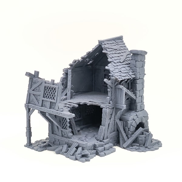 Blacksmith Haus Ruine | Tabletop Gelände | 28mm 32mm | Fantasy & Mittelalter | geeignet für Warhammer, Age of Sigmar, Mortheim, RPG, DND