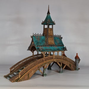 Ponte dello Stige | Fantasy Ponte in legno con tetto Terreno da tavolo medievale di grandi dimensioni Terreno adatto per Warhammer Dungeons & Dragons Pathfinder