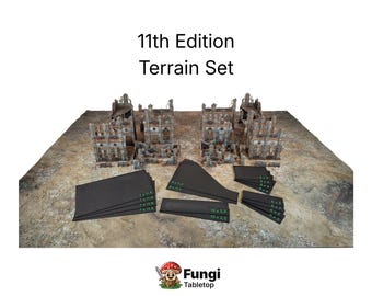 40k 11th Edition compatibele terreinset met ruïnes van de Templaris, inclusief terreinbases voor sciencefiction-tafelbladoorlogsspellen, geschikt voor Warhammer 40000.