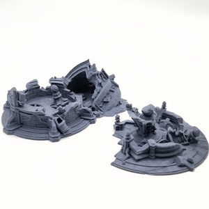 Torre 2 Rovine | Vecchia pietra Fantasy Torre Rovina Edificio medievale Terreno da tavolo adatto per Warhammer Mordheim Frostgrave