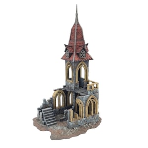 Chiostro in rovina | Terreno da tavolo medievale in rovina del monastero fantasy in pietra adatto a Warhammer Mordheim Frostgrave
