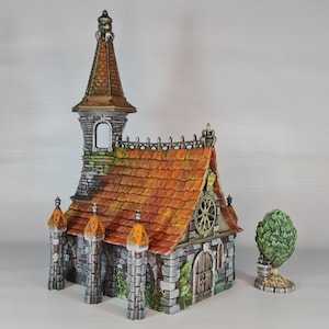 Cappella inferiore cadente | Stone Fantasy Monastero Edificio medievale Terreno da tavolo Terreno adatto per Warhammer Mordheim Frostgrave
