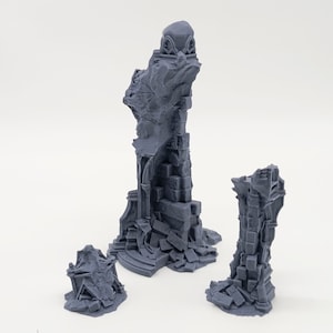 Torre 2 Rovine | Vecchia pietra Fantasy Torre Rovina Edificio medievale Terreno da tavolo adatto per Warhammer Mordheim Frostgrave