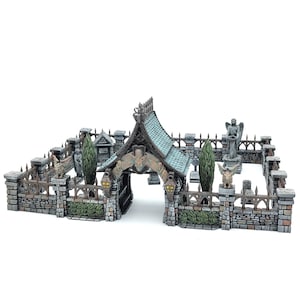 Cimitero con cancello | Vecchio cimitero fantasy con cancello Edificio medievale terreno da tavolo adatto a Warhammer Age of Sigmar