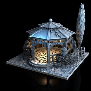 Gazebo | Terreno da giardino da tavolo medievale del vecchio padiglione Fantasy Terreno adatto per Warhammer Dungeons & Dragons Pathfinder