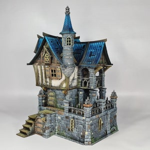 Casa fantasy in pietra in miniatura grande edificio medievale a graticcio Terreno da tavolo da 28 mm Terreno da 32 mm adatto per Warhammer Age of Sigmar