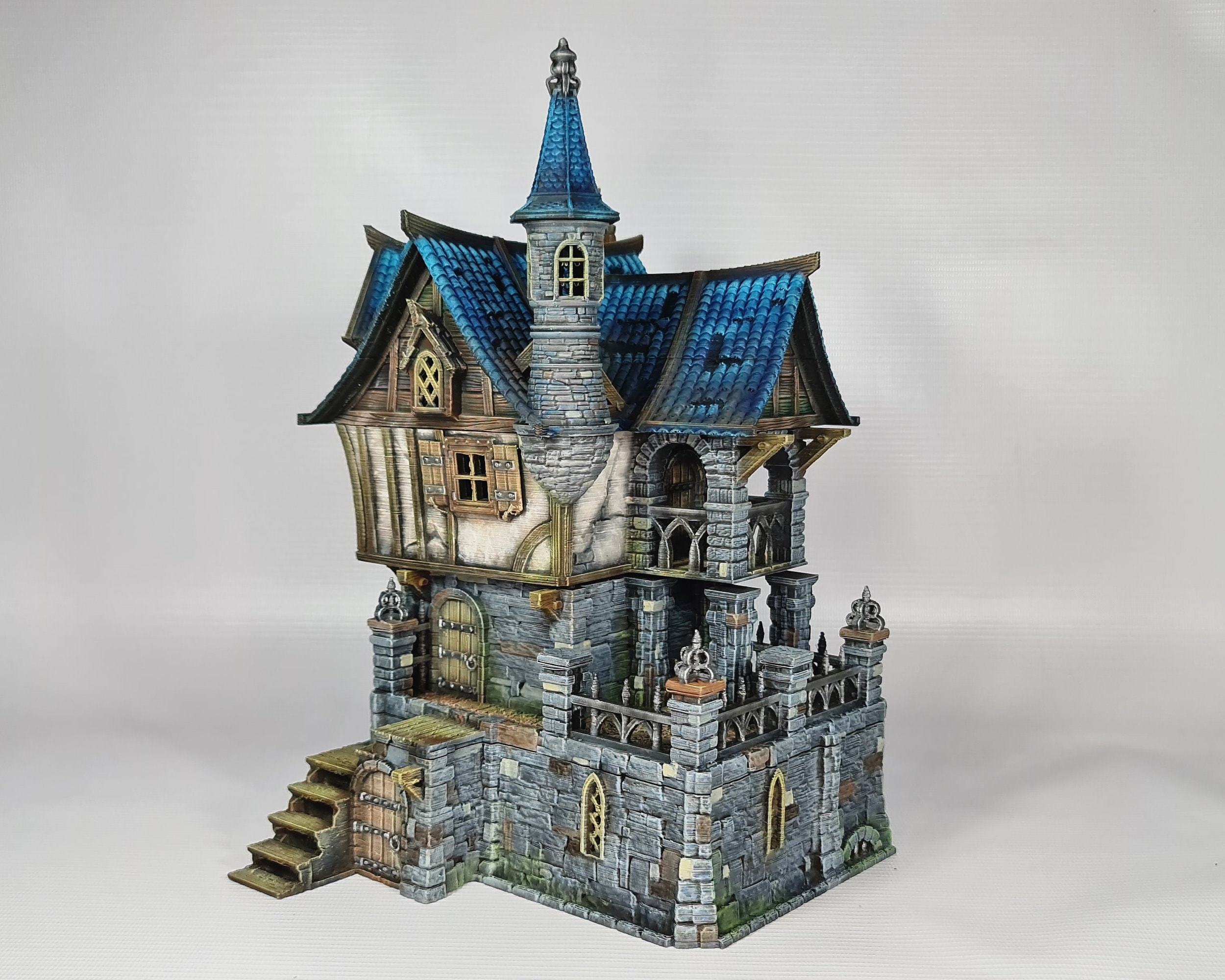 Miniature Stone Fantasy House Large Half Timbered Medieval