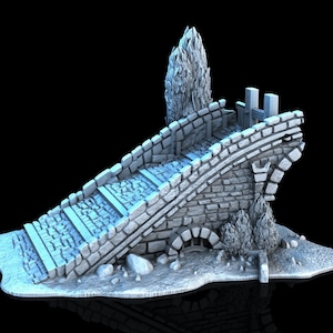 Mezzo ponte | Ancient Fantasy Stone Bridge Cavalcavia medievale Terreno da tavolo Terreno adatto per Warhammer Mordheim Frostgrave