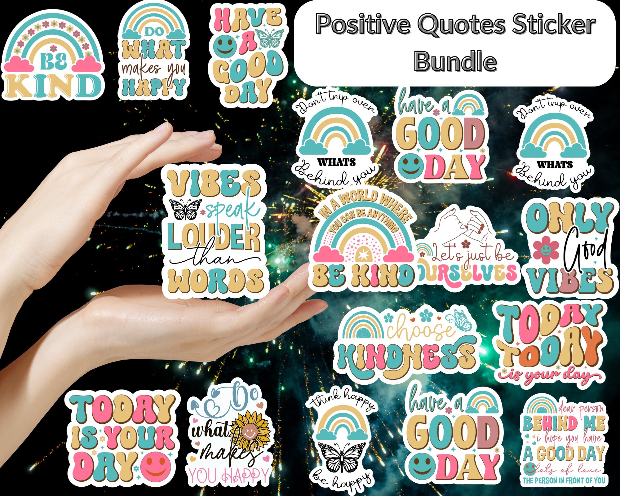 Kindness Sticker Bundle Printable Kindness Stickers Positivity Stickers  Printable Stickers Kindness Quotes Printable Sticker Bundle 