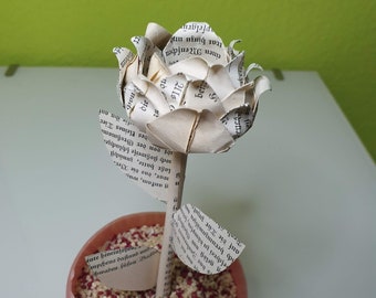 Handmade roses from old books, in old German, folded