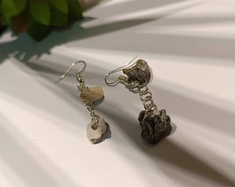 Stone earrings, hanging earrings made of stones, unique