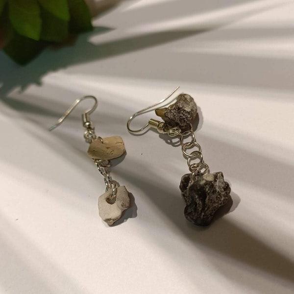 Stein Ohrringe, Hängeohrringe aus Steinen, Unikat