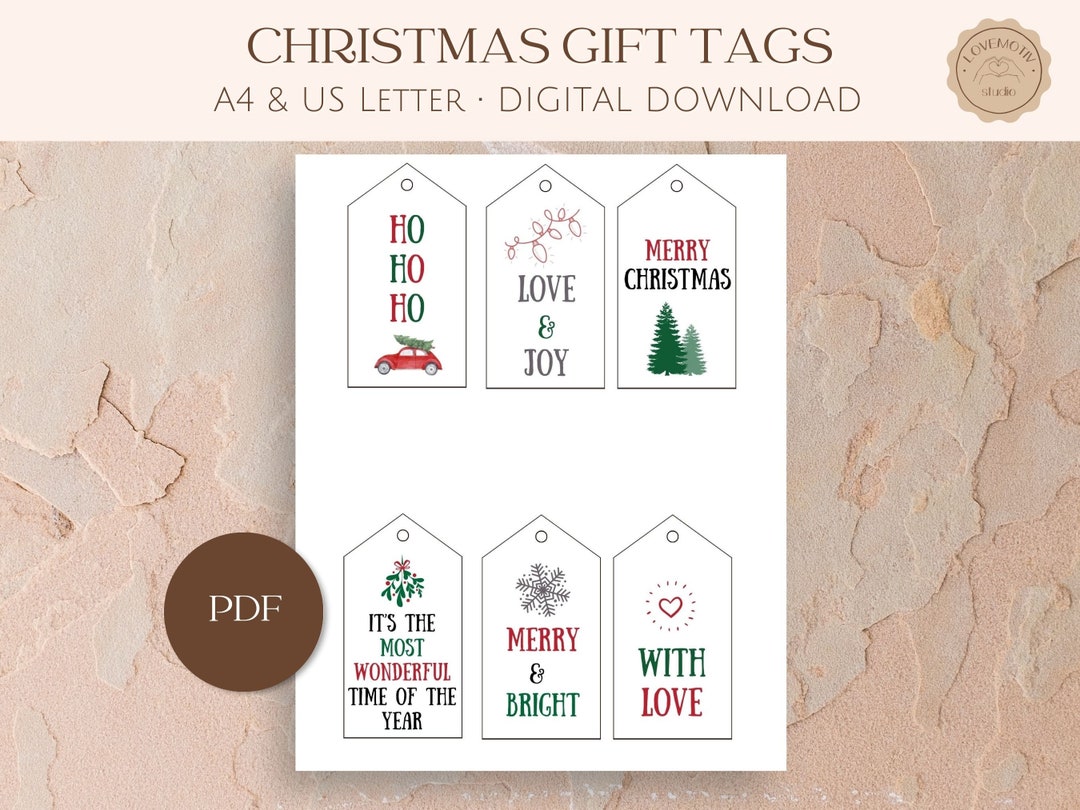 Merry Christmas Gift Tag Printable Printable Holiday Tag Christmas Gift ...
