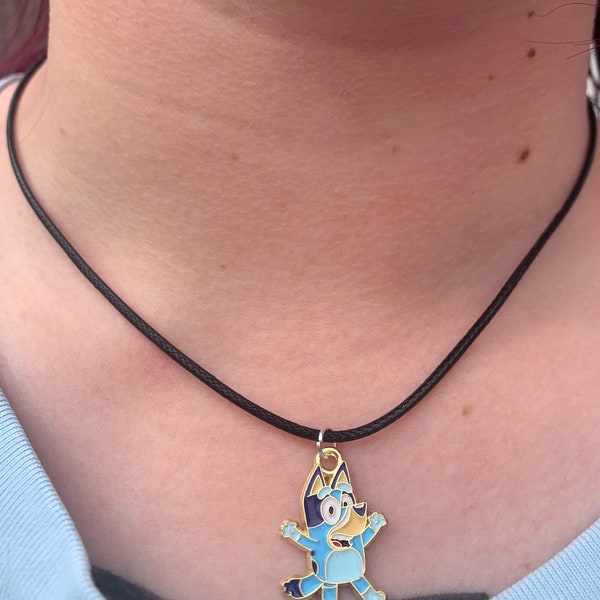 Blue dog necklace -  - kids tv show- heeler pup - blue pup