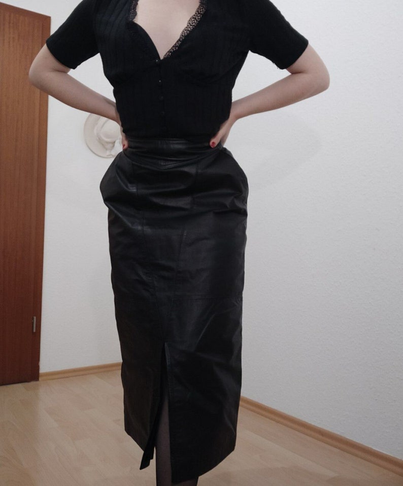 black full real leather skirt image 1