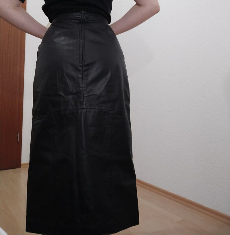 black full real leather skirt image 4