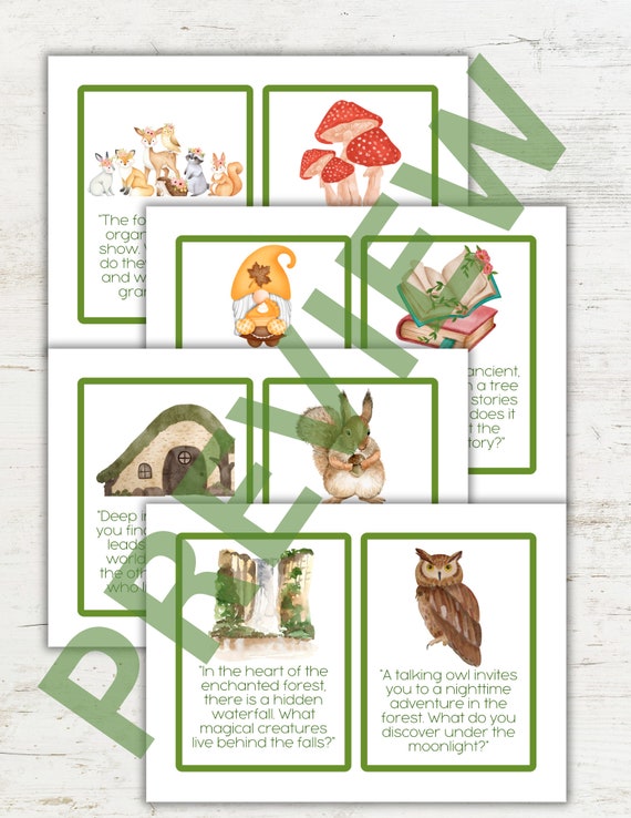 Forest Story Telling Prompt Cards Digital download
