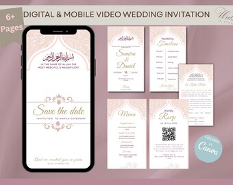 Islamic Wedding Invitation Template | Nikah Ceremony, Modern Canva (Digital Download)